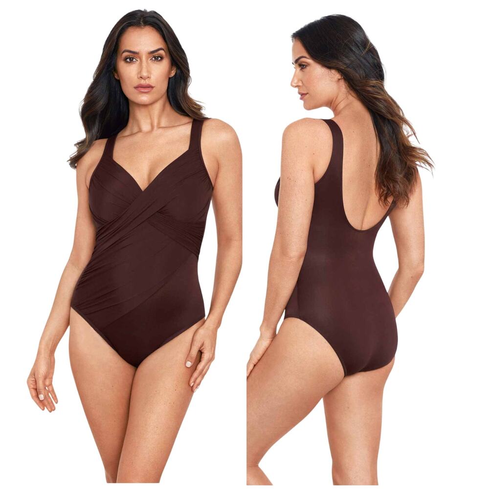 Miraclesuit NWT Sumatra Brown Revele One Piece Swimsuit Size 16 Underwire